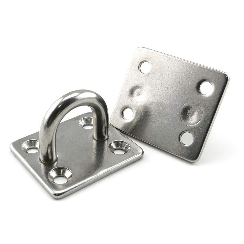 heyous 2 Set M8 Suspension Ceiling Wall Mount U Hook Anchor Hanger Stainless Steel Heavy Duty Multi Purpose Hammock Swing Ceiling Hook Square Base Plate with Snap Hook - Image 2